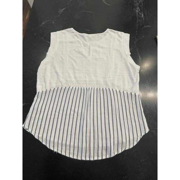 Skies are Blue sleeveless navy and white stripe tank top LG - Picture 2 of 7